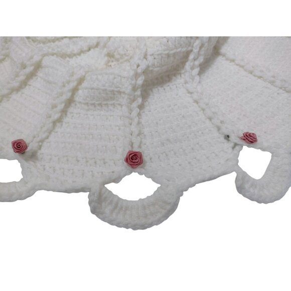 Handmade Crotchet Wedding Gown Hat Dresser Bed Doll Vintage Victorian Rosettes - Picture 5 of 6